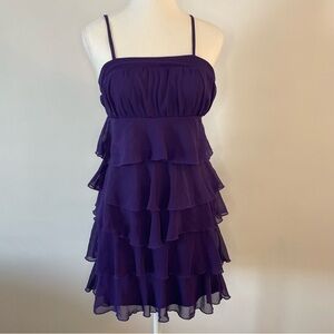 Y2K Ruffle Tiered Layered Purple Fairy Mini Dress Xhilaration Junior Size 3